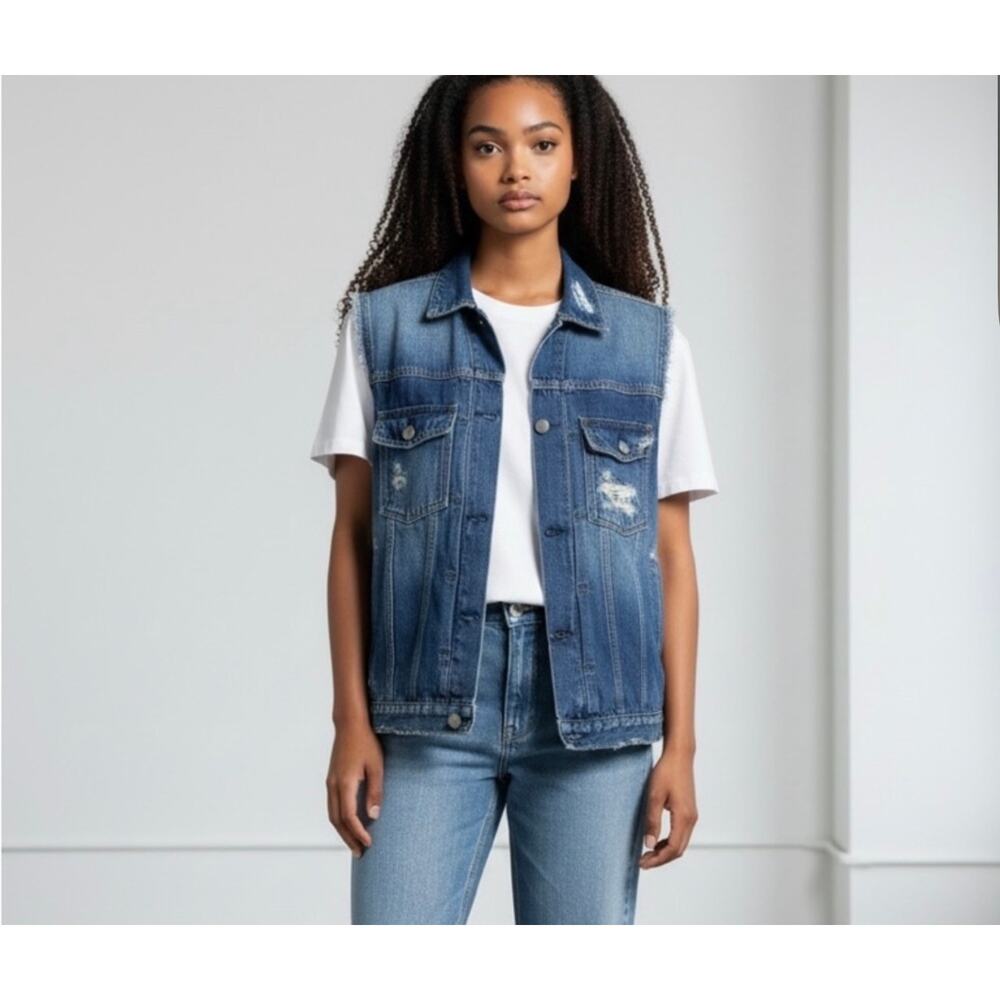 Citizens of humanity distressed denim jean vest - Picture 6 of 6